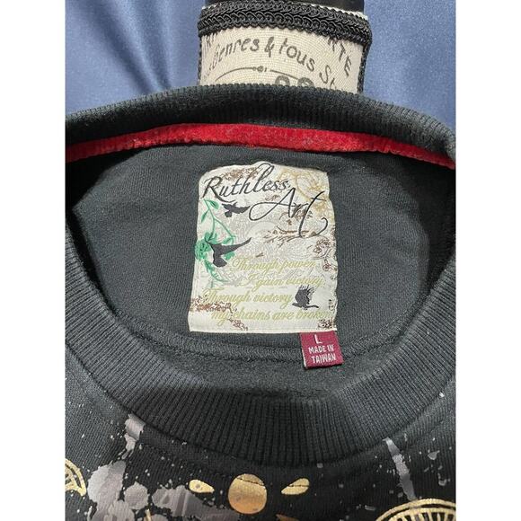 AMAZING RUTHLESS ART SWEATER!!! CRAZY DETAIL Very‎ Well Done Size L - Picture 7 of 7